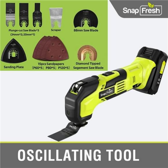 Cordless Oscillating Tool with 6 Speed, 3.2°Oscillating Angle, 22pcs Accessories - Picture 5 of 7
